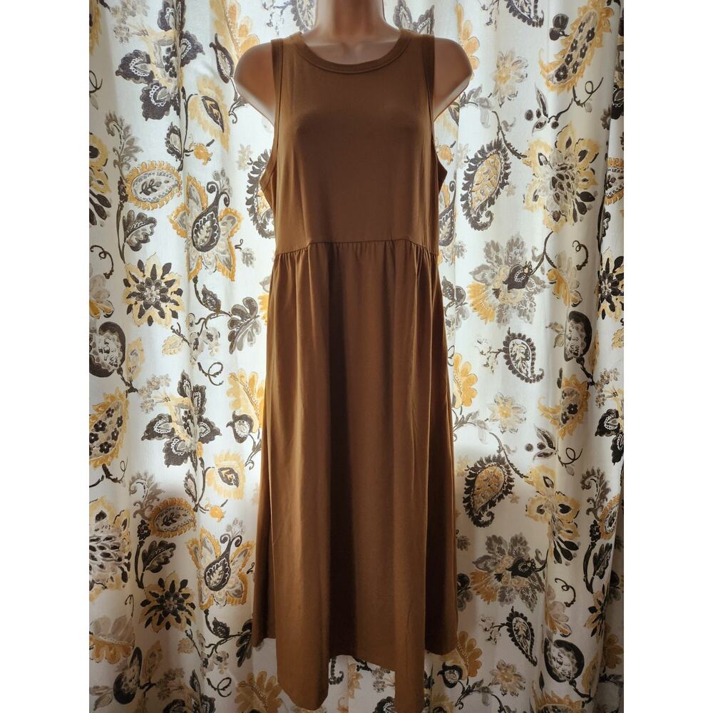 A New Day Midi Dress Size Medium Copper Long Length Pockets Sleeveless